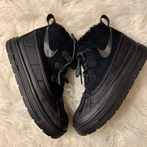 Girls Black Fur Nike Boots